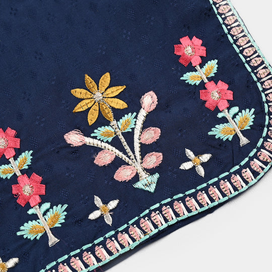 Girls Jacquard Emb 2Pcs Classy-Navy Blue