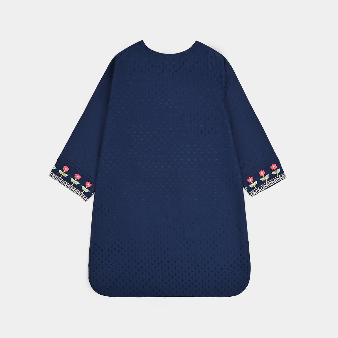 Girls Jacquard Emb 2Pcs Classy-Navy Blue