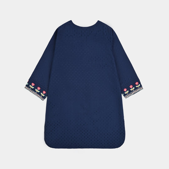 Girls Jacquard Emb 2Pcs Classy-Navy Blue