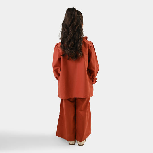 Girls Cotton Emb Co-Ord Set Picante