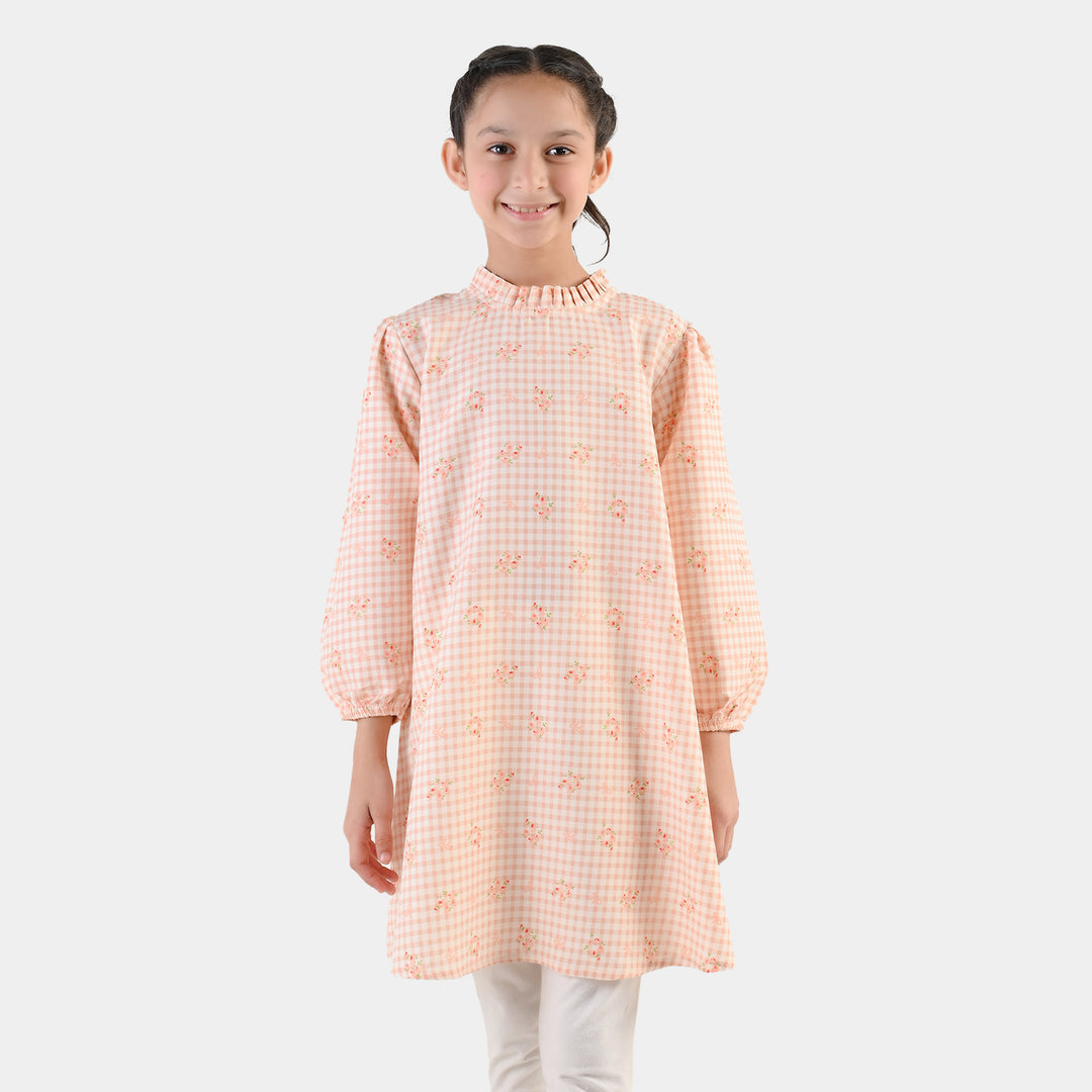 Girls CVC Casual Frock Rose-PINK