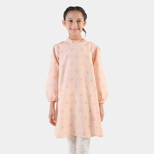 Girls CVC Casual Frock Rose-PINK
