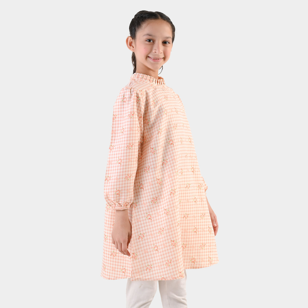 Girls CVC Casual Frock Rose-PINK