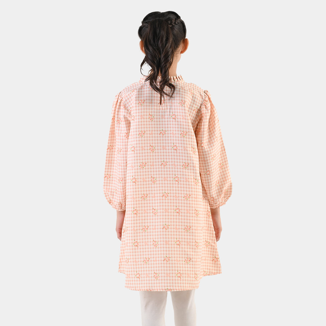 Girls CVC Casual Frock Rose-PINK