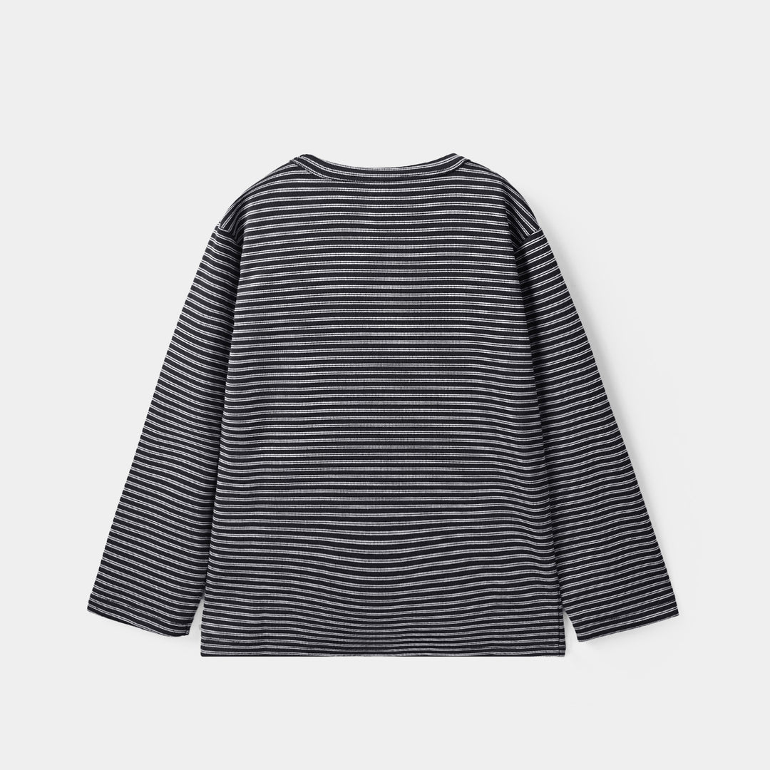 Boys Yarn Dyed T-Shirt F/S Never Too Late-Blue