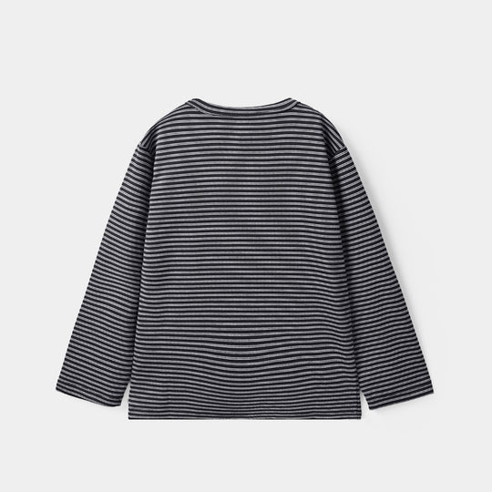 Boys Yarn Dyed T-Shirt F/S Never Too Late-Blue