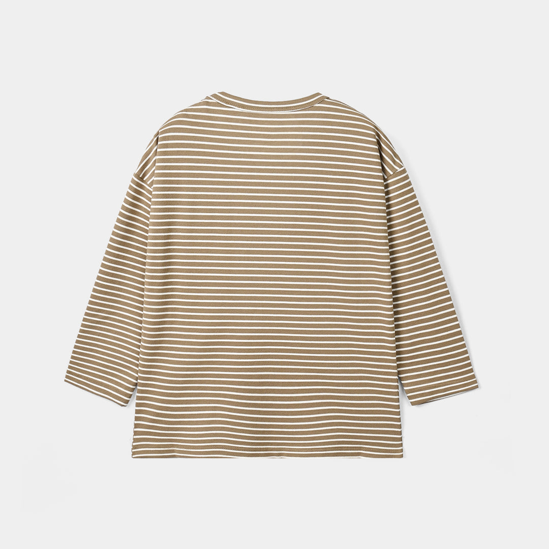 Boys Yarn Dyed T-Shirt Live The Route-BROWN