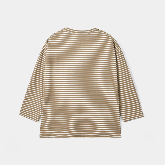 Boys Yarn Dyed T-Shirt Live The Route-BROWN