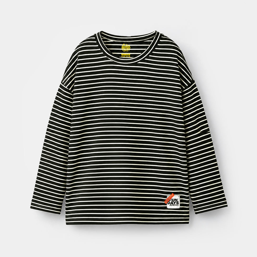 Boys Yarn Dyed T-Shirt Fun Days ahead - Black