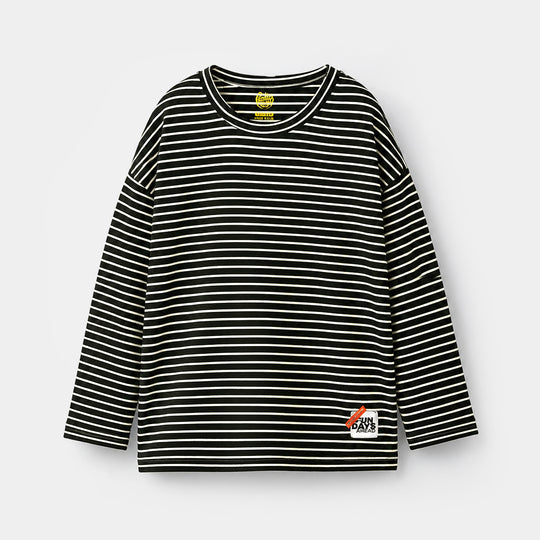 Boys Yarn Dyed T-Shirt Fun Days ahead - Black