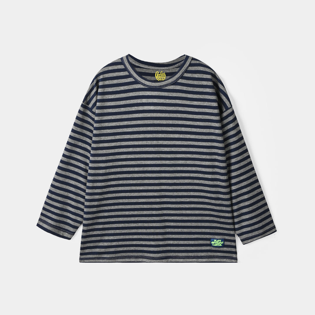 Boys Yarn Dyed T-Shirt F/S Play without Limit-Blue