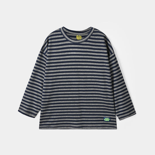 Boys Yarn Dyed T-Shirt F/S Play without Limit-Blue
