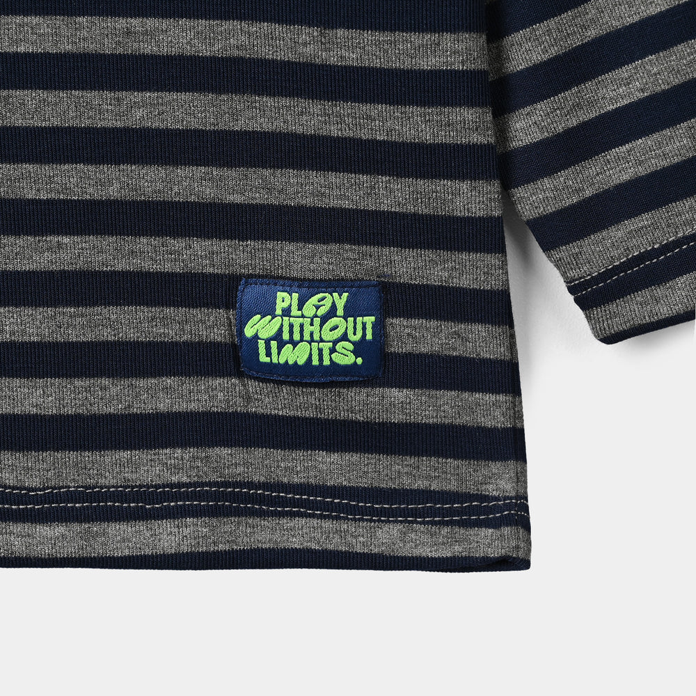 Boys Yarn Dyed T-Shirt F/S Play without Limit-Blue