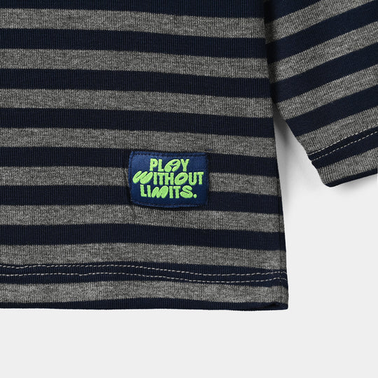 Boys Yarn Dyed T-Shirt F/S Play without Limit-Blue