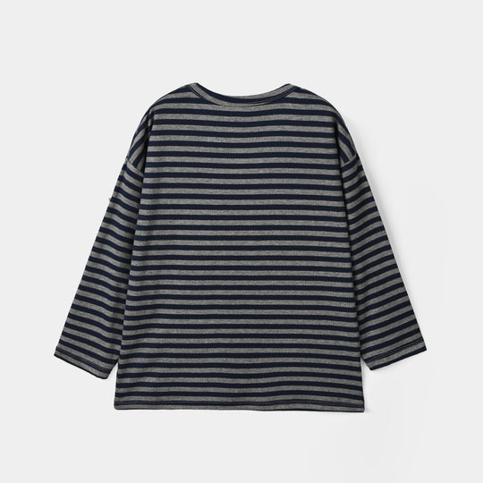 Boys Yarn Dyed T-Shirt F/S Play without Limit-Blue
