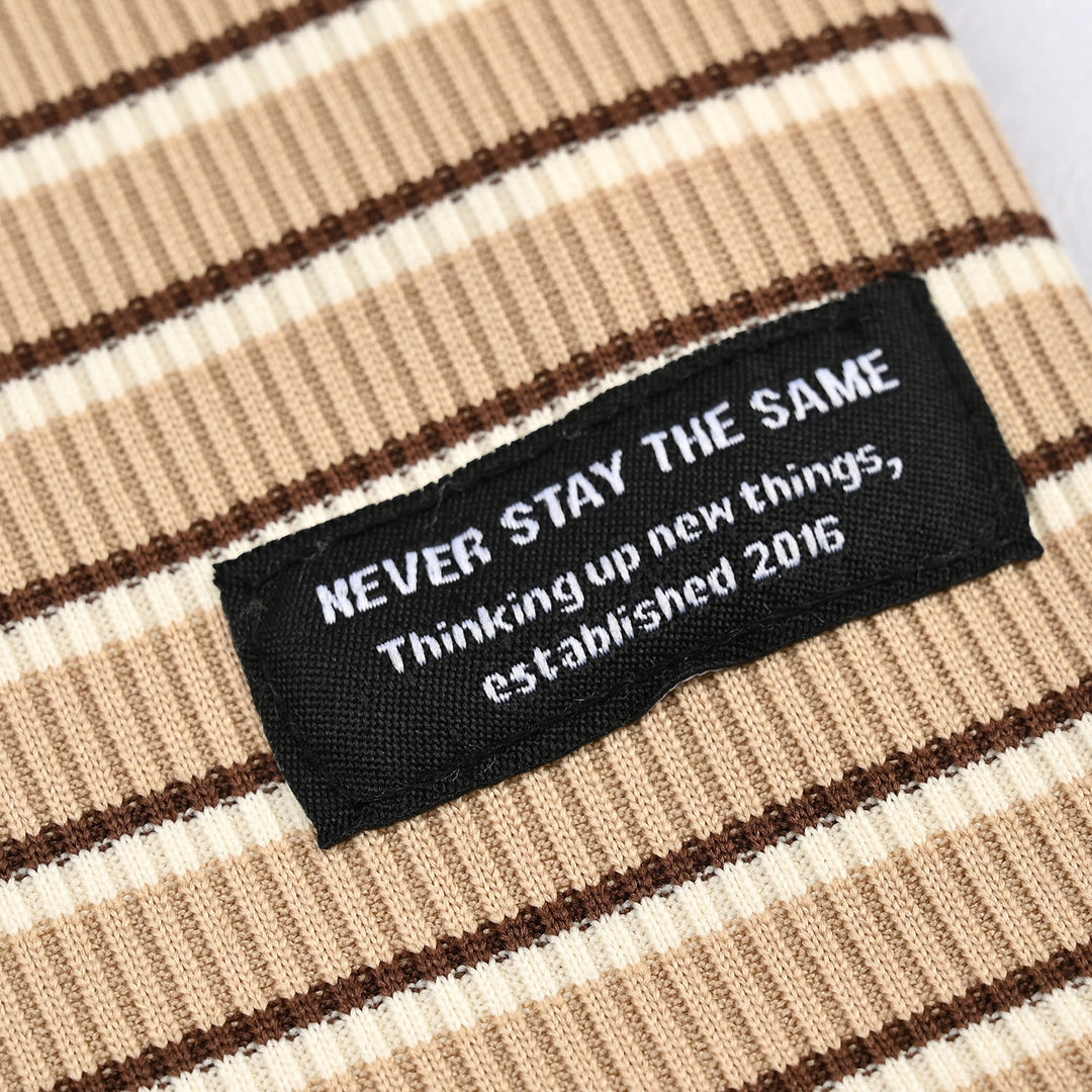 Boys Yarn Dyed T-Shirt Never Stay-BROWN