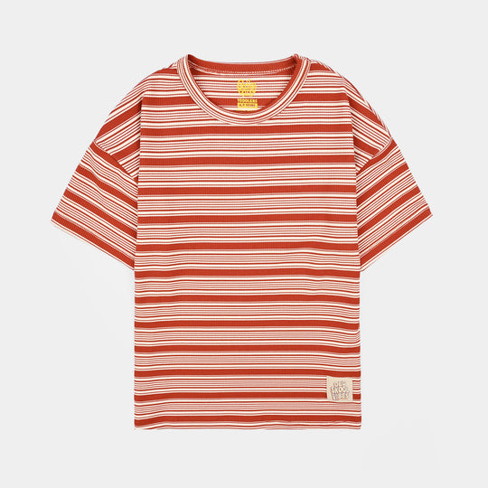 Boys Yarn Dyed T-Shirt Old Skool Vibes - RED