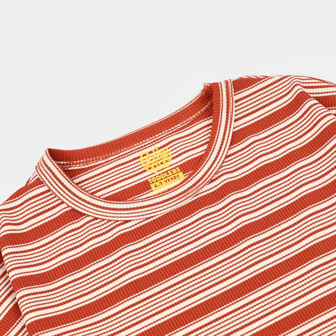 Boys Yarn Dyed T-Shirt Old Skool Vibes - RED