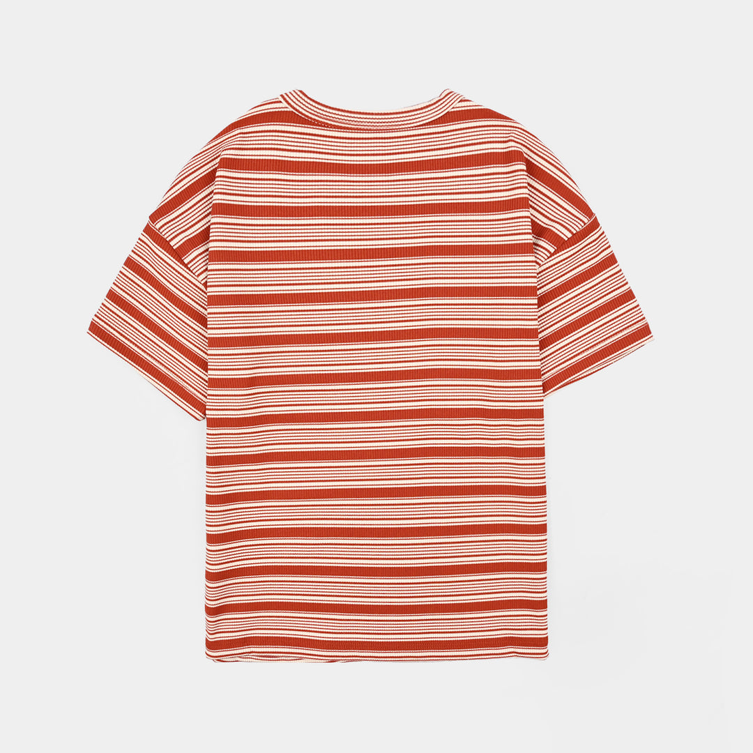 Boys Yarn Dyed T-Shirt Old Skool Vibes - RED