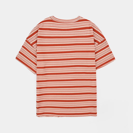 Boys Yarn Dyed T-Shirt Old Skool Vibes - RED