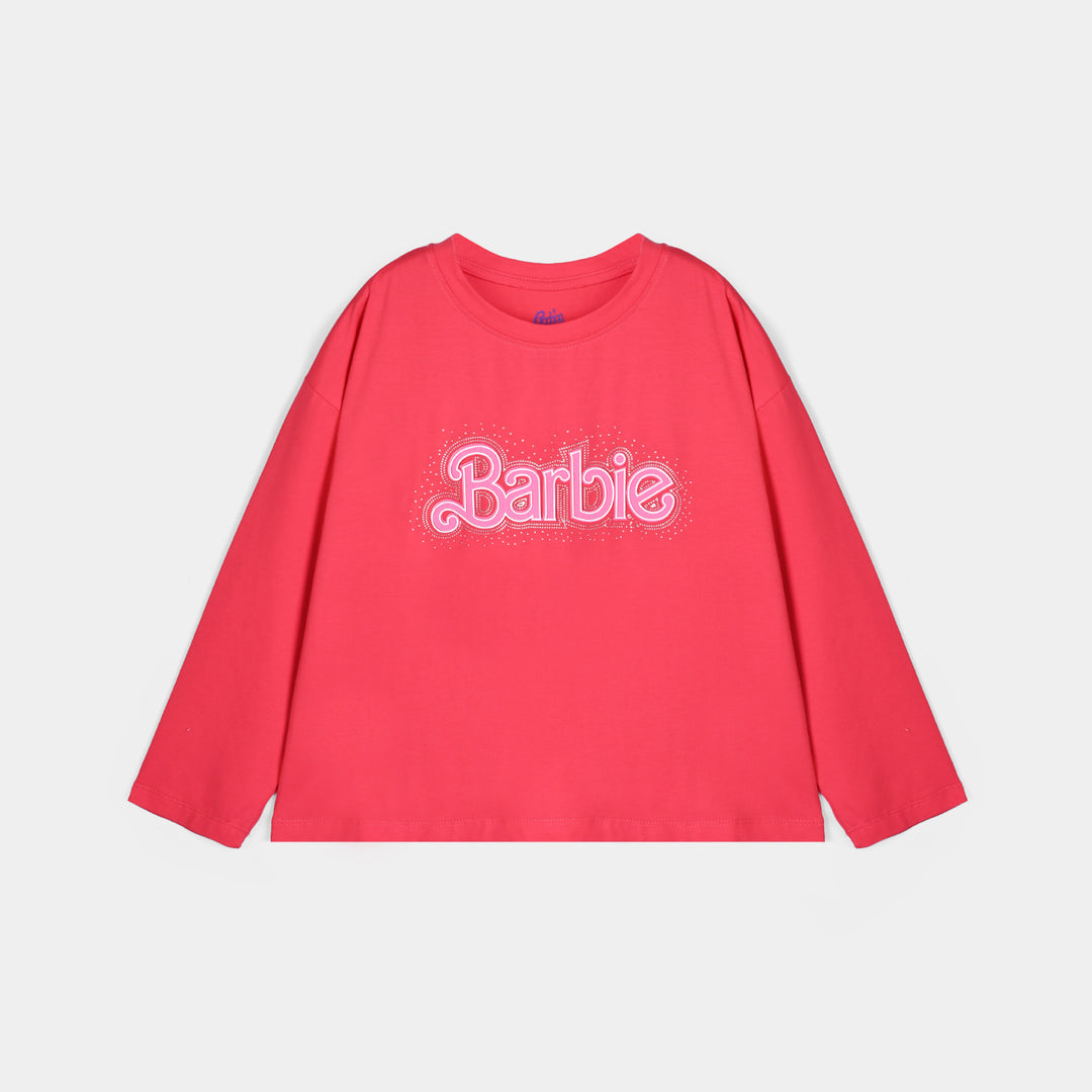 Girls Lycra Jersey T-Shirts F/S Character-Pink