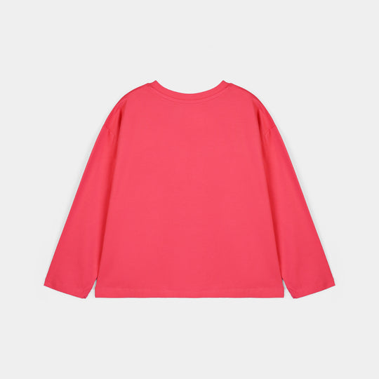 Girls Lycra Jersey T-Shirts F/S Character-Pink