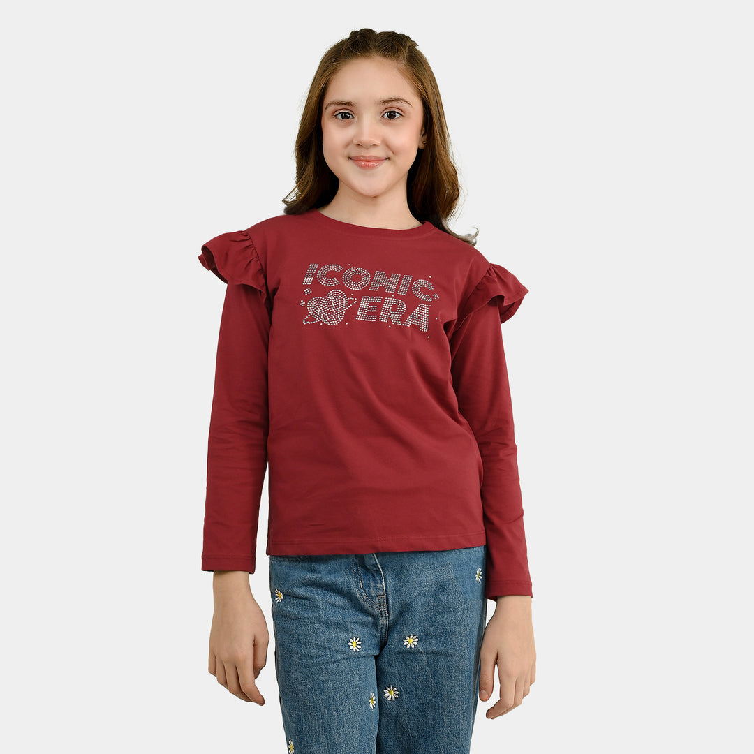 Girls Lycra Jersey T-Shirt Iconic-RED