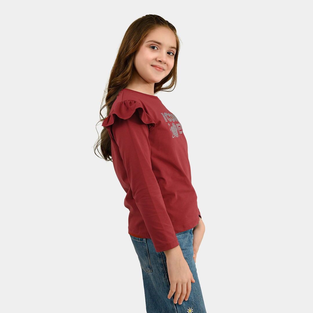 Girls Lycra Jersey T-Shirt Iconic-RED
