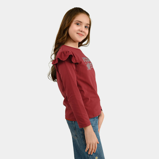 Girls Lycra Jersey T-Shirt Iconic-RED
