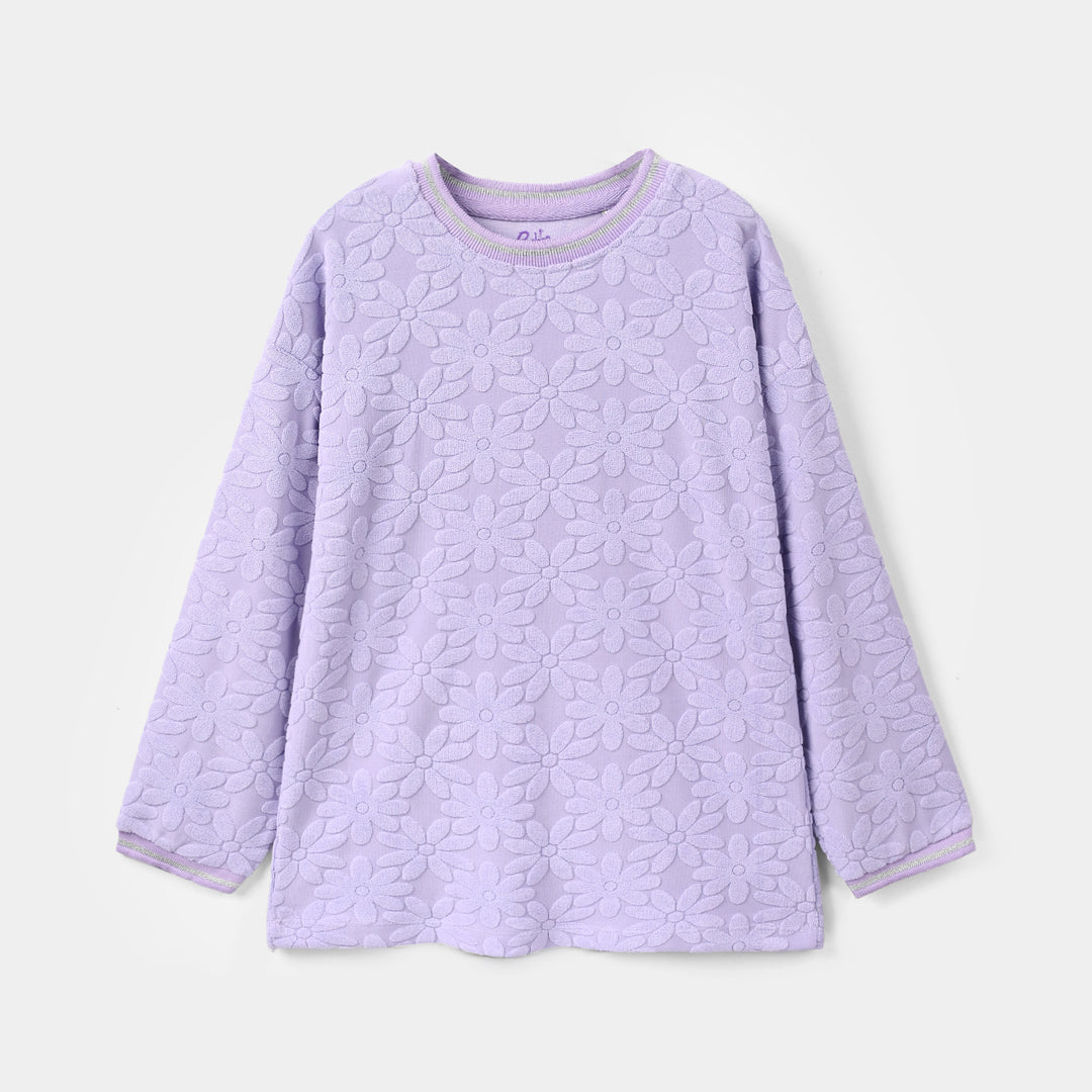 Girls Lycra Jersey T-Shirt F/S Purple Floral-Purple