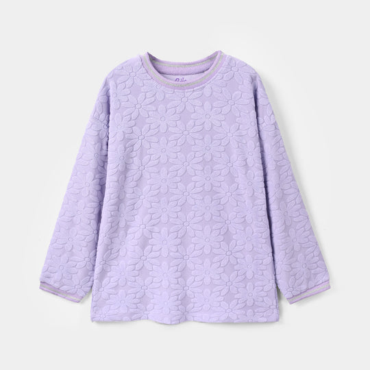 Girls Lycra Jersey T-Shirt F/S Purple Floral-Purple