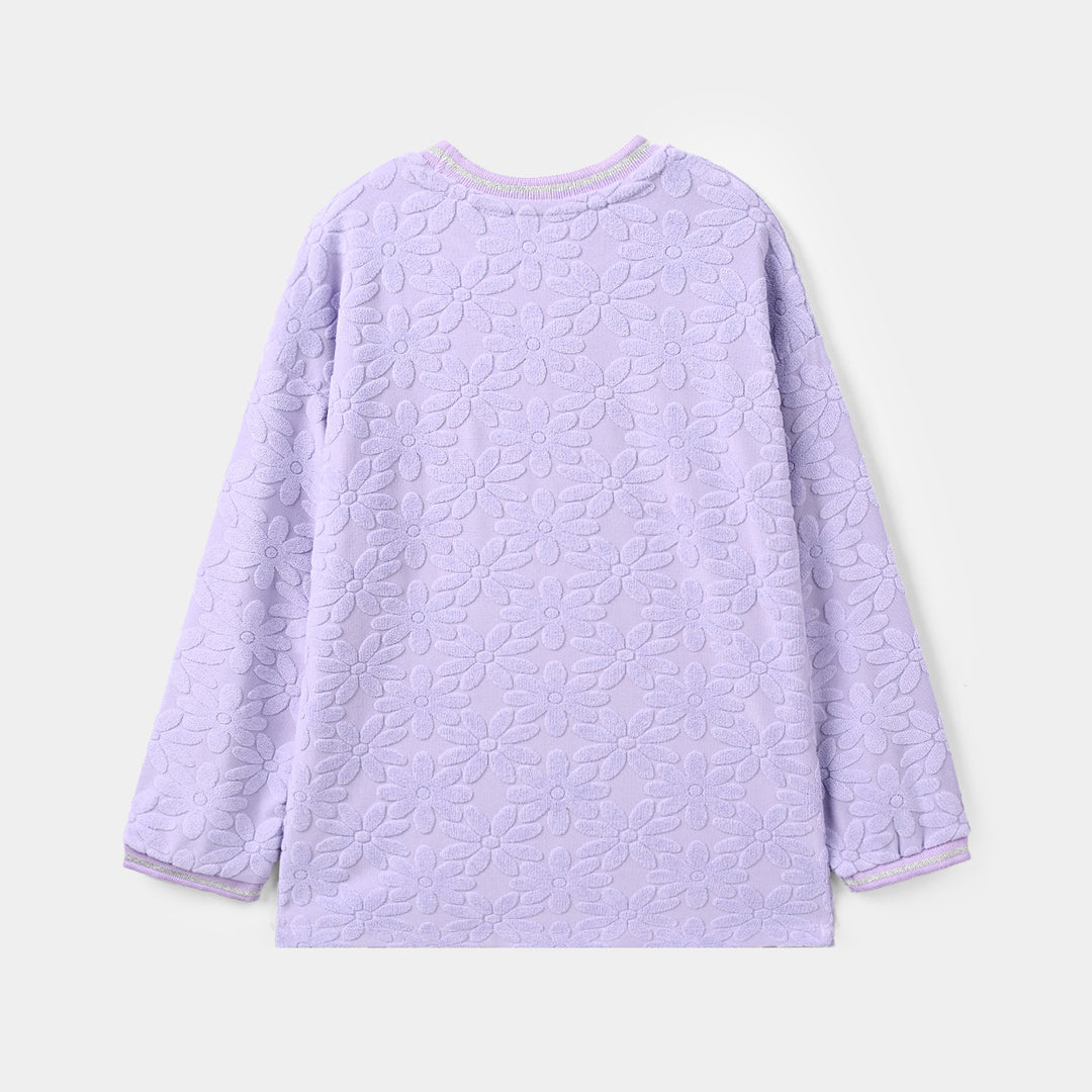 Girls Lycra Jersey T-Shirt F/S Purple Floral-Purple
