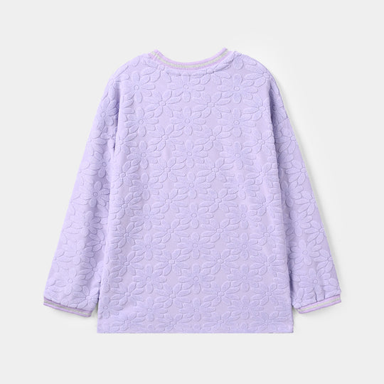 Girls Lycra Jersey T-Shirt F/S Purple Floral-Purple