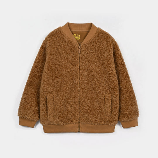 Boys Sherpa Jacket Brown Sherpa