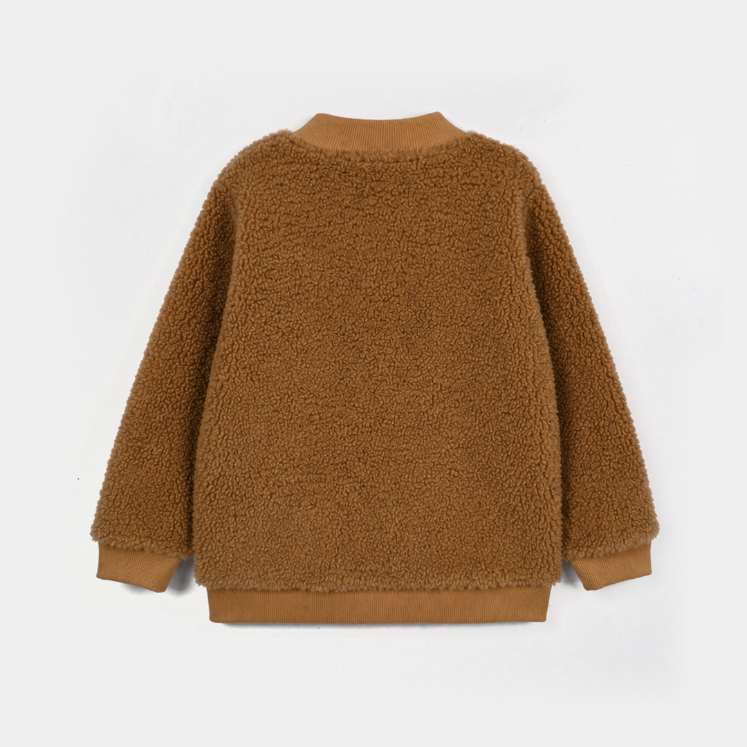 Boys Sherpa Jacket Brown Sherpa