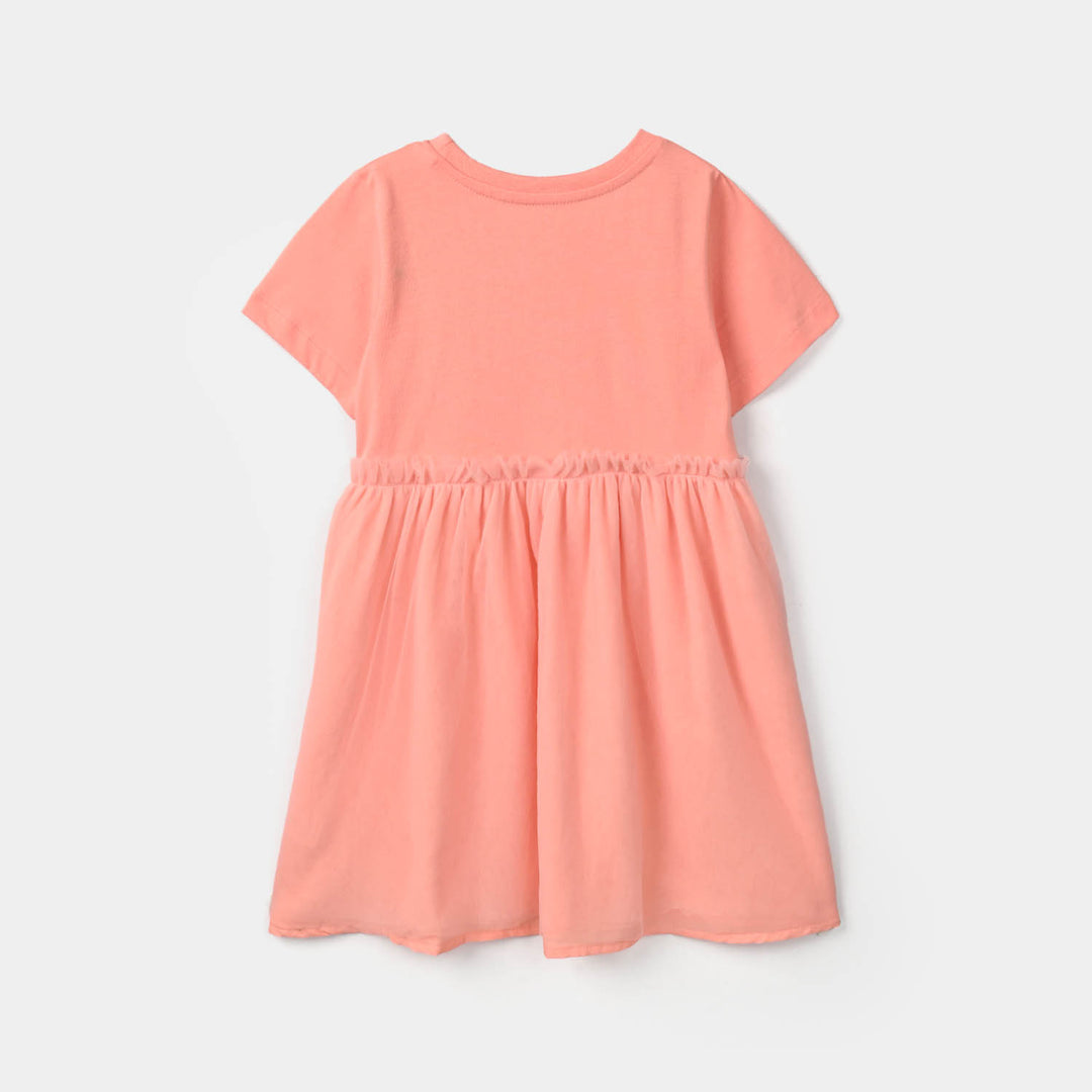 Girls Cotton Jersey Frock Trust your Power-ORANGE