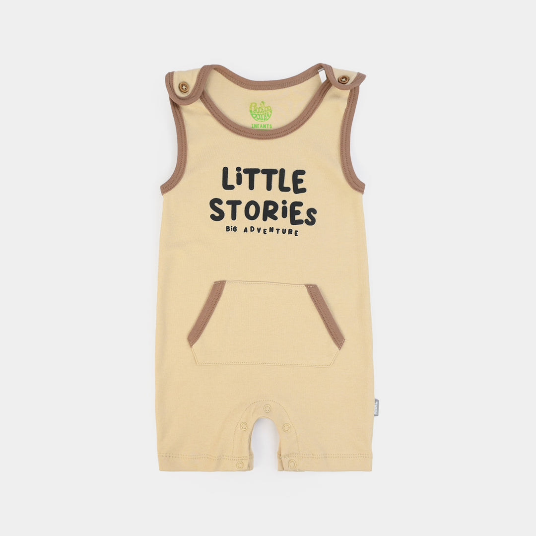 Infant Boys Cotton Interlock Romper Little Stories-BROWN