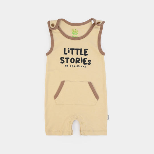 Infant Boys Cotton Interlock Romper Little Stories-BROWN