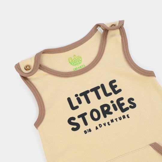 Infant Boys Cotton Interlock Romper Little Stories-BROWN