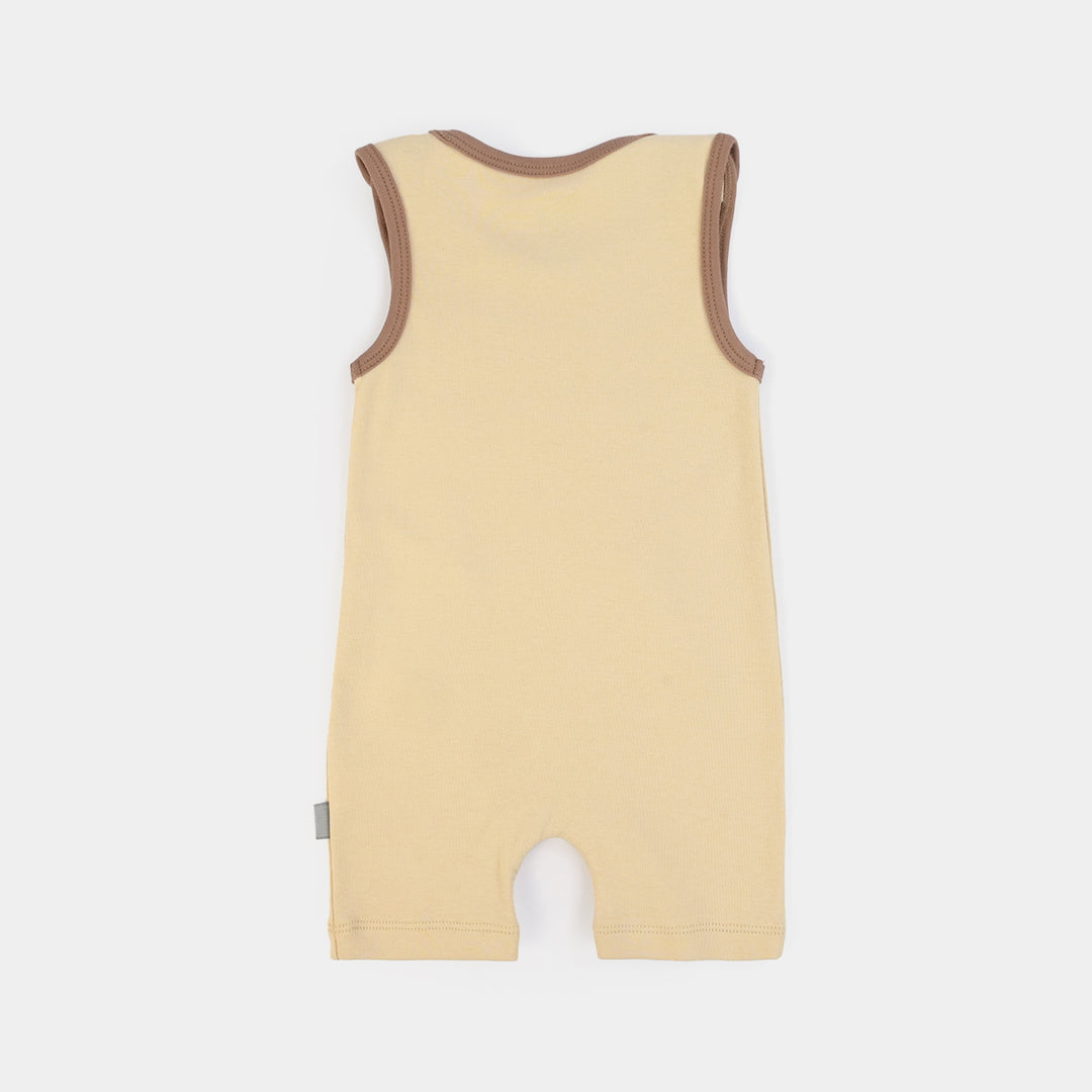 Infant Boys Cotton Interlock Romper Little Stories-BROWN