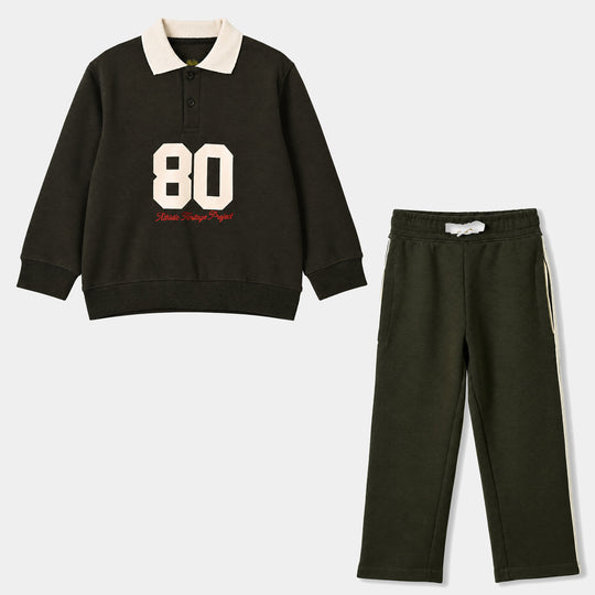 Boys Cotton Interlock 2Pcs Suit 80-Green