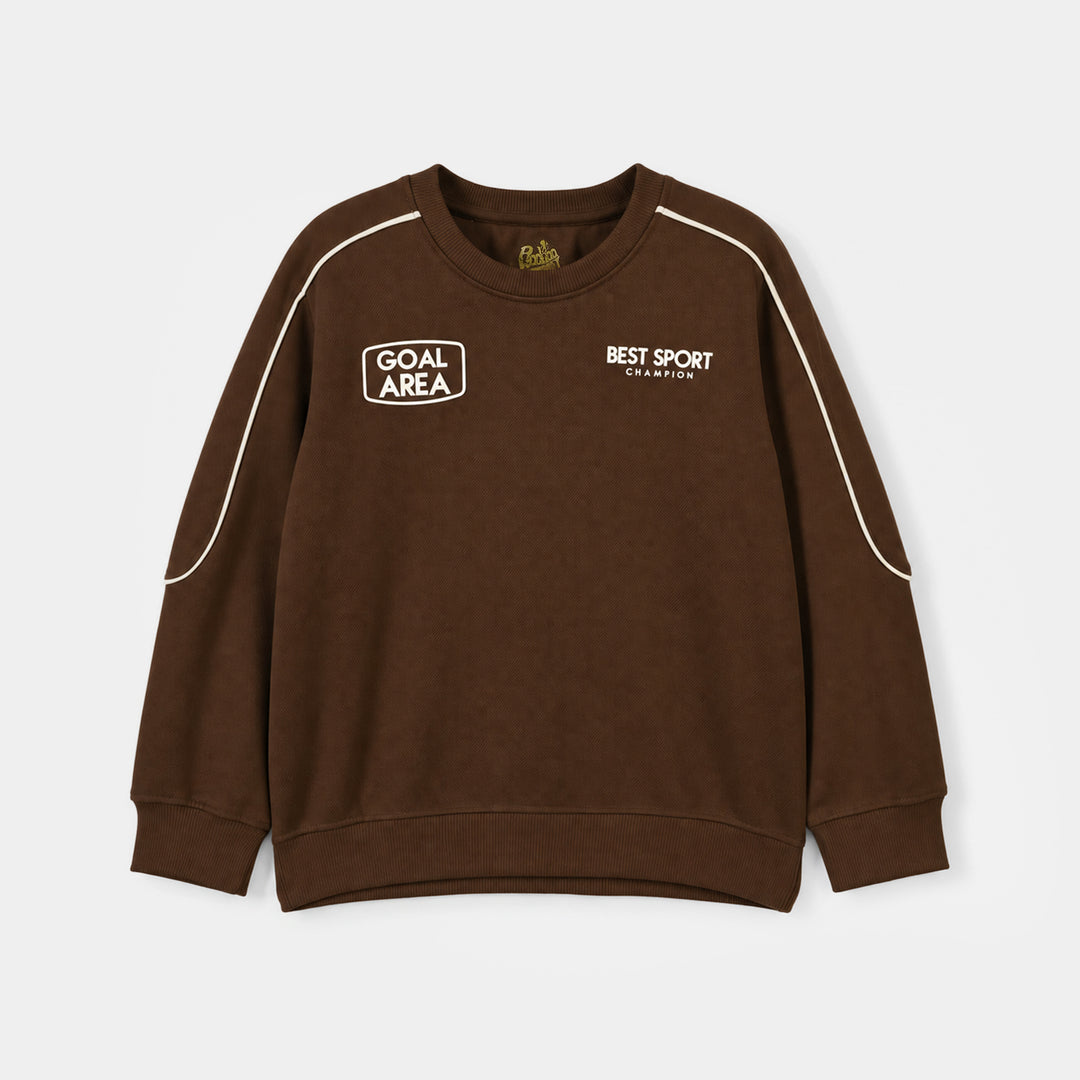 Boys Cotton Interlock 2 Pcs Suit Goal Area - BROWN