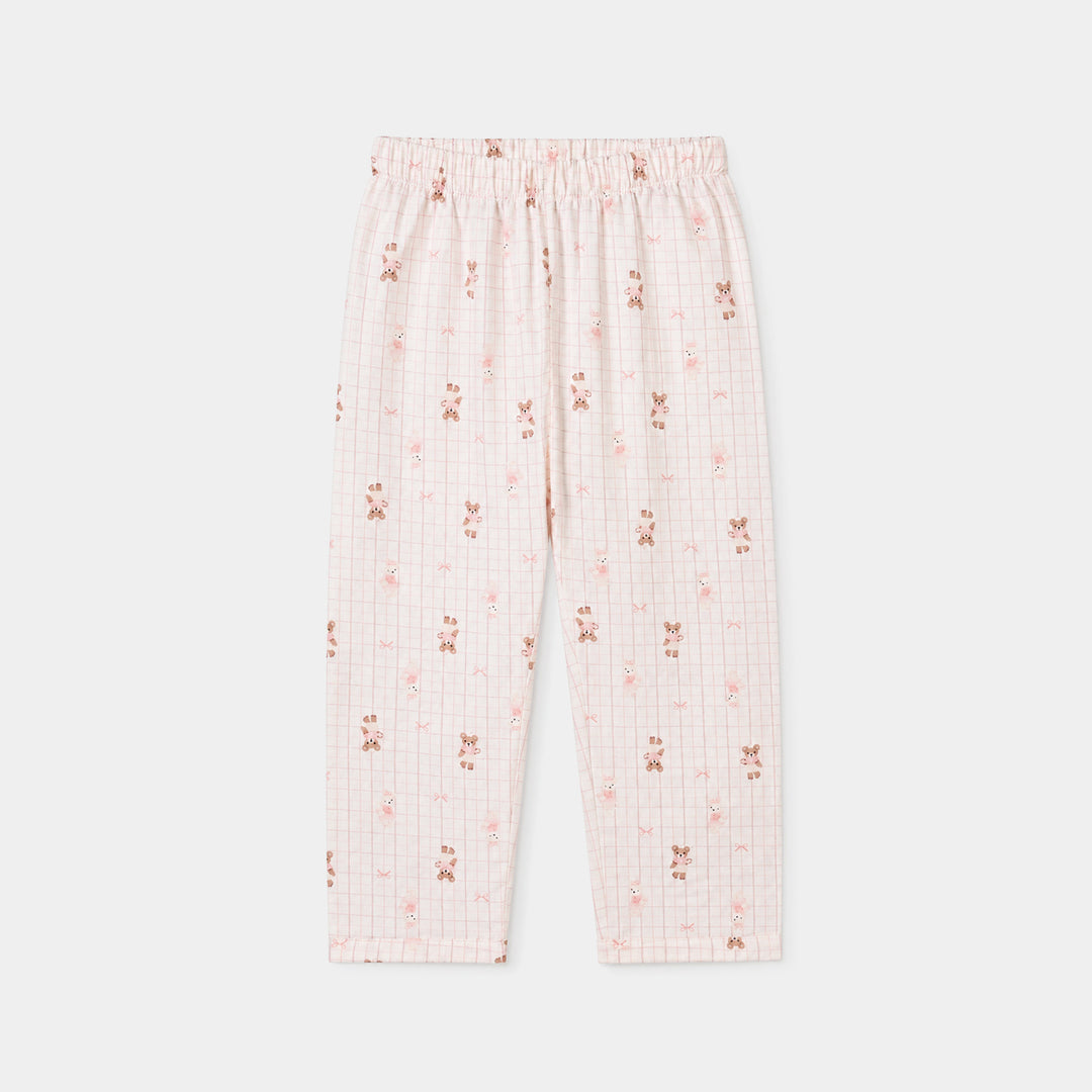 Girls Linen Viscose Nightwear-Teddy-Off.White