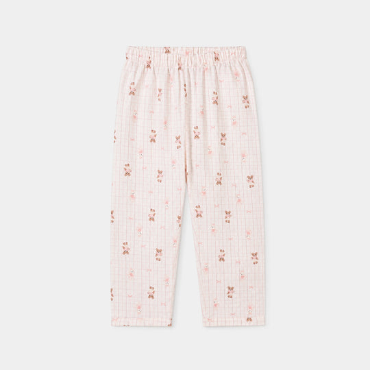Girls Linen Viscose Nightwear-Teddy-Off.White