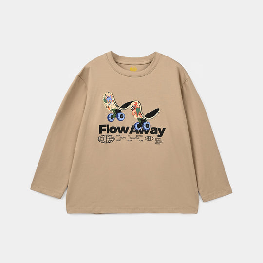 Boys Lycra Jersey T-Shirt F/S Skate-BROWN