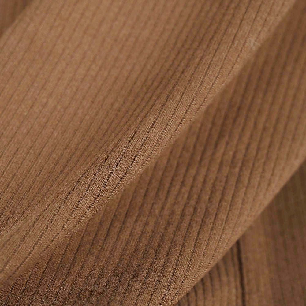 Boys 2x1 Rib T-Shirt Mock Neck-BROWN