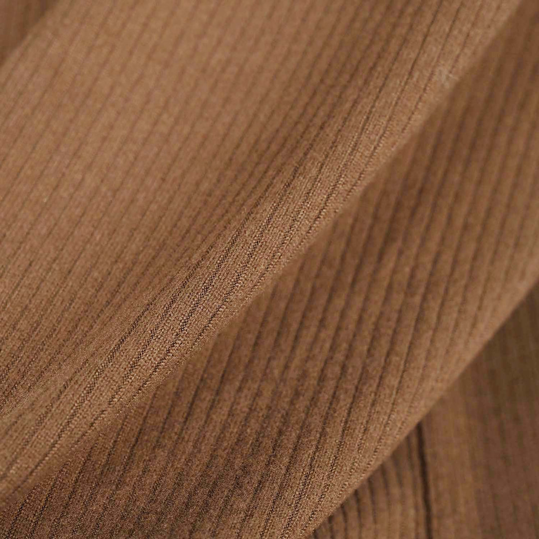 Boys 2x1 Rib T-Shirt Mock Neck-BROWN