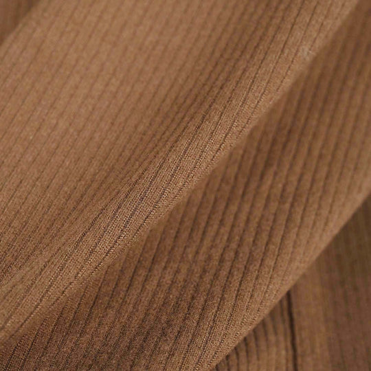 Boys 2x1 Rib T-Shirt Mock Neck-BROWN