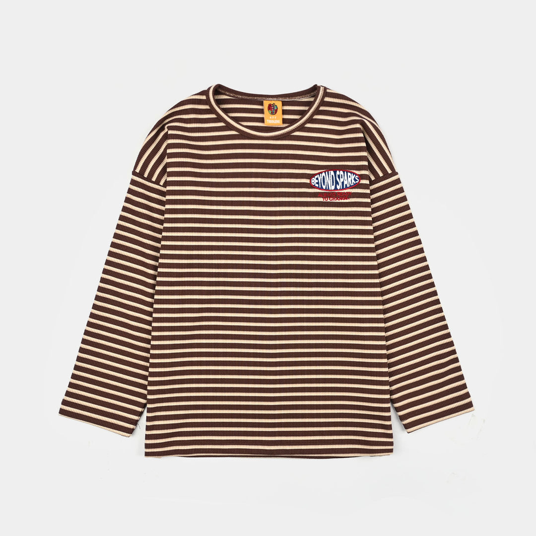 Boys 2x1 Rib T-Shirt Beyond Sparks - BROWN
