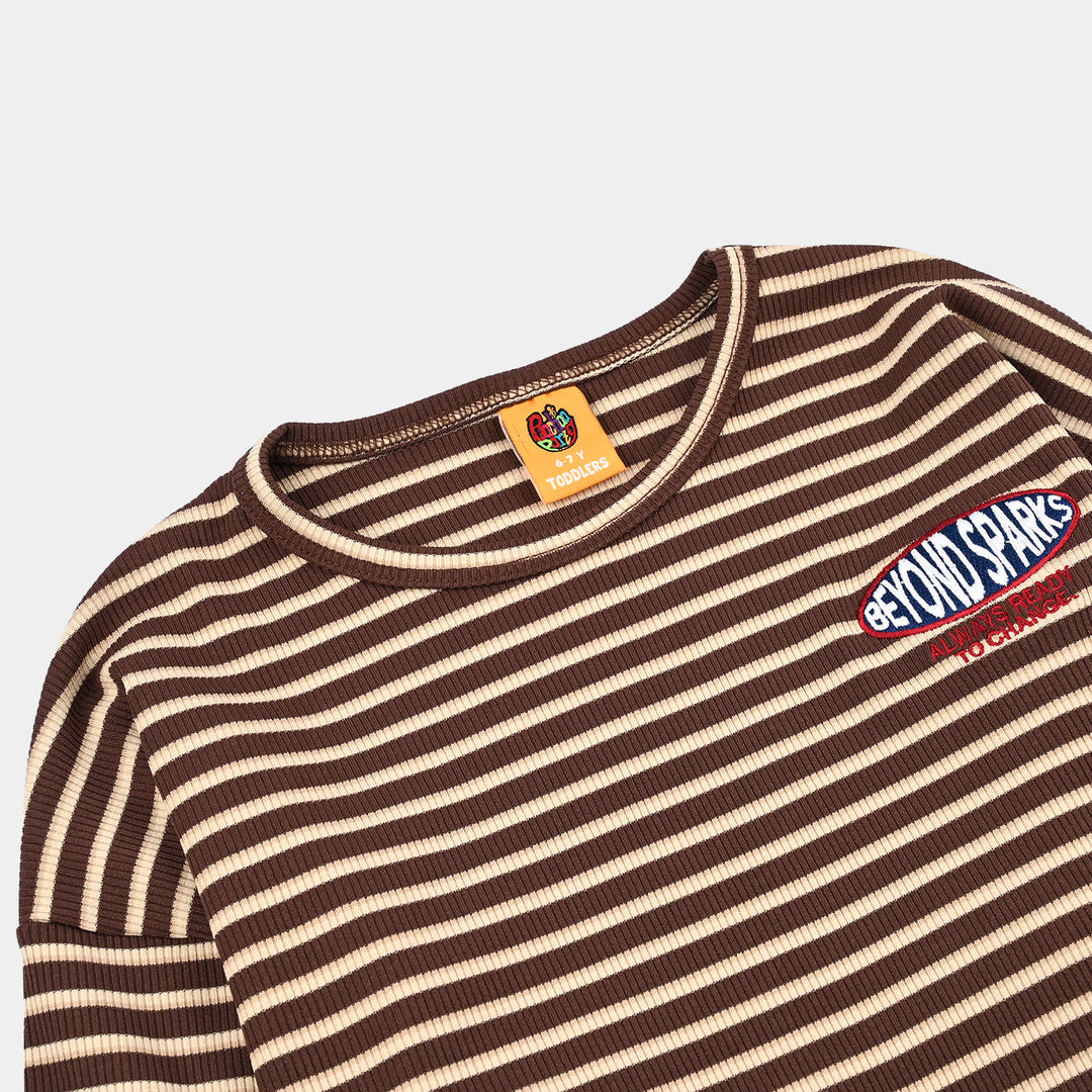 Boys 2x1 Rib T-Shirt Beyond Sparks - BROWN